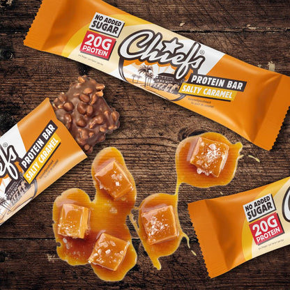 Chiefs® Protein Bar con 20g di proteine e 211kcal • Barretta proteica a basso contenuto di zucchero con molte proteine • 12 x 55g (Crispy Cookie)