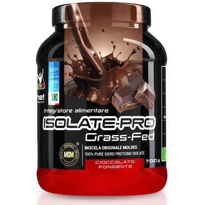 NET Integratori ISOLATE PRO Grass Fed - 700g Cioccolato - Proteine Isolate Con EAA Aminoacidi Essenziali e BCAA - Massimizza La Sintesi Proteica e La Crescita Muscolare