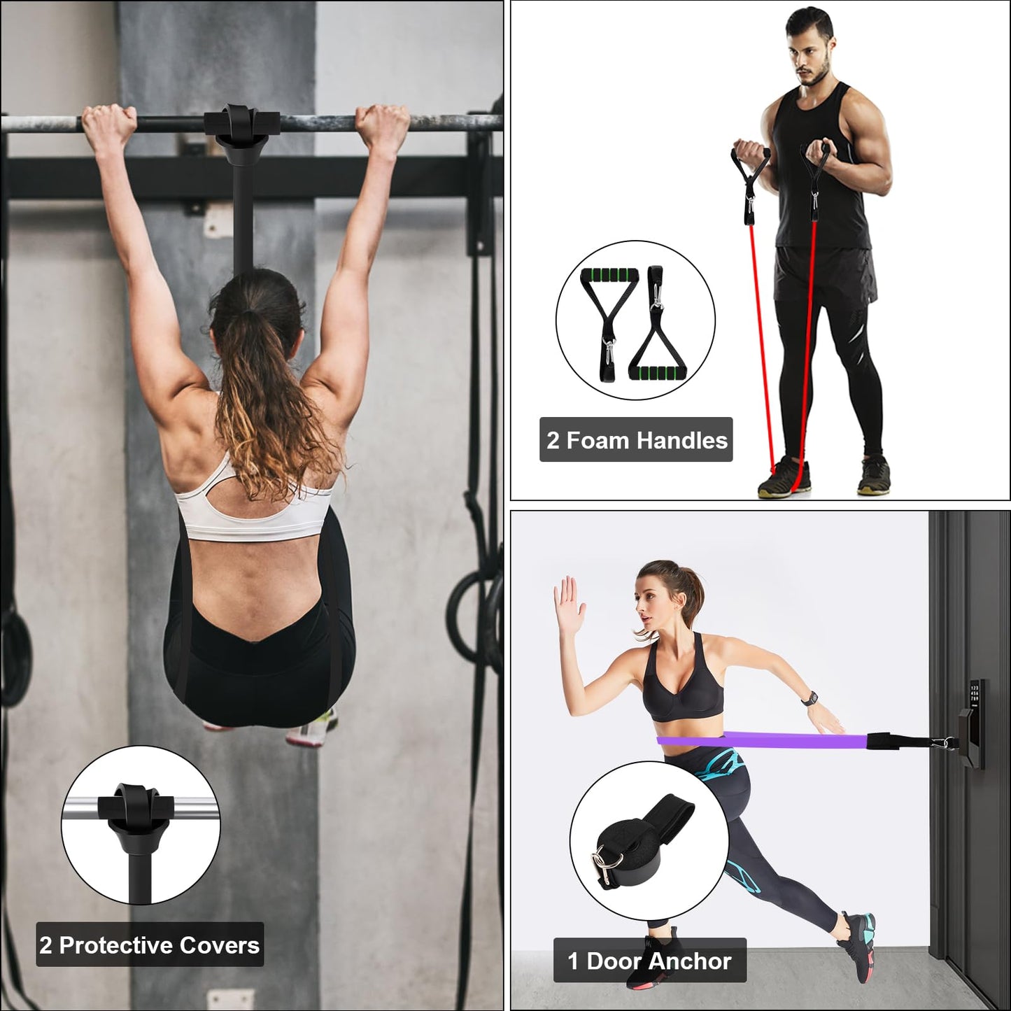 WuGU Bande Elastici Fitness, 4 Pezzi Loop Bands, Banda Elastica di Resistenza per Pull-Up, Resistente Fitness per Stretching, Allenamenti di Resistenza, Potenziamento Muscolare