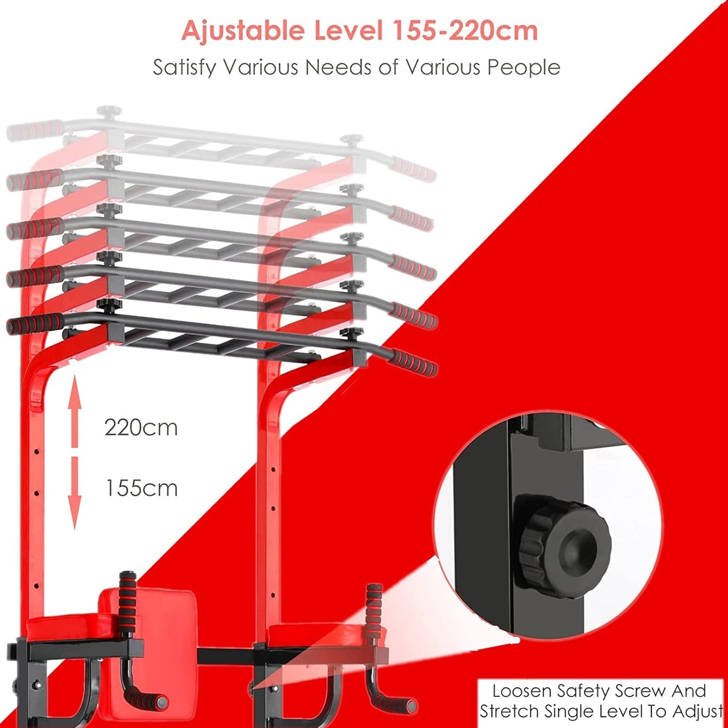 TLGREEN Power Tower, Multifunzione Regolabile Stazione per Fitness a Casa e in Palestra, Fino a 200 kg