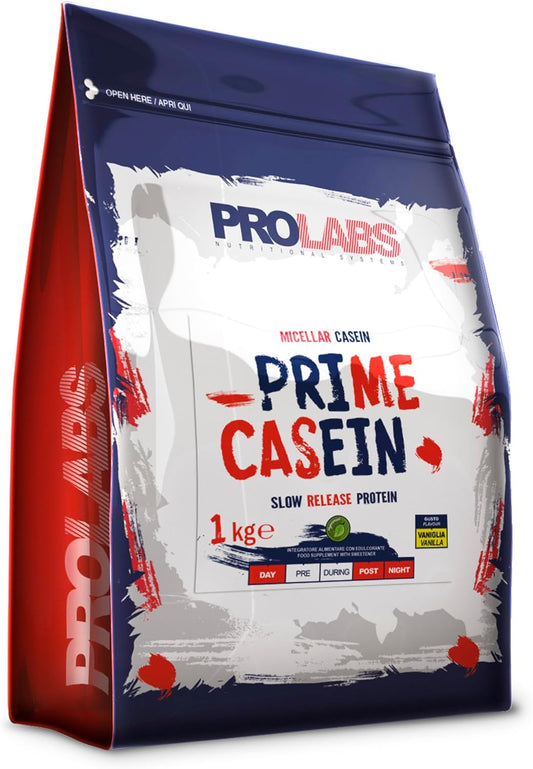 PROLABS PRIME CASEIN - 1 Kg - Vaniglia - Integratore alimentare di proteine del latte- Purissime caseine micellari - Crescita e mantenimento della massa muscolare