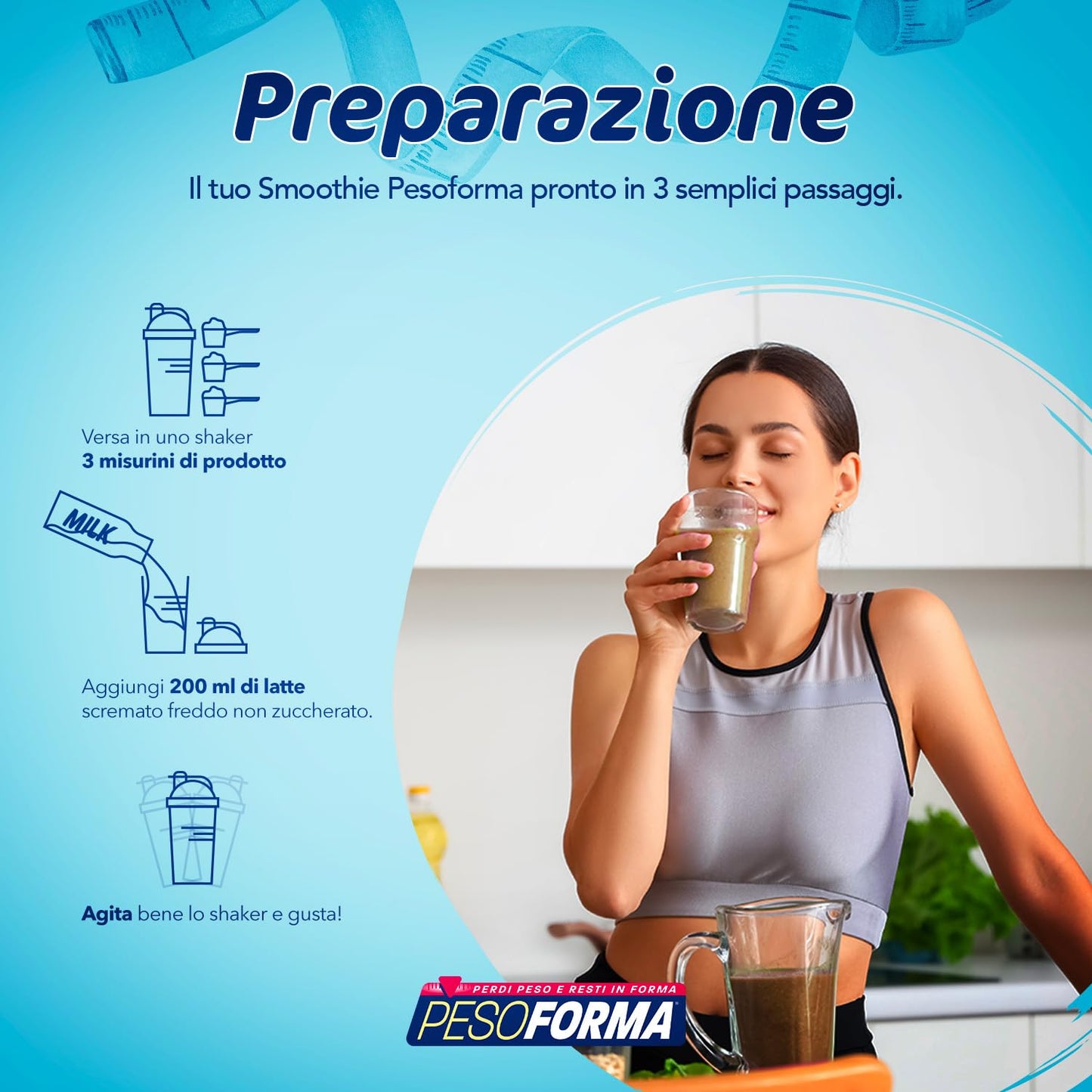 PESOFORMA CHOCO SMOOTHIE, Pasto Sostitutivo per il Controllo del Peso, Smoothie Gustoso che Aiuta a Rimettersi in Forma, Ricco in Proteine e Fibre, Solo 205 Calorie, 20 pasti, 540 gr