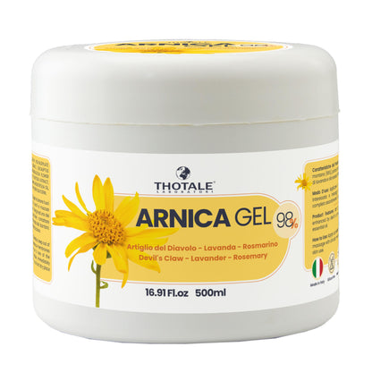 Arnica per cavalli uso umano e Artiglio del Diavolo 500 ml, Gel Extra Forte 98%, crema per massaggi a muscoli e articolazioni, effetto freddo, non irrita, non arrossa, non unge, 100% made in Italy