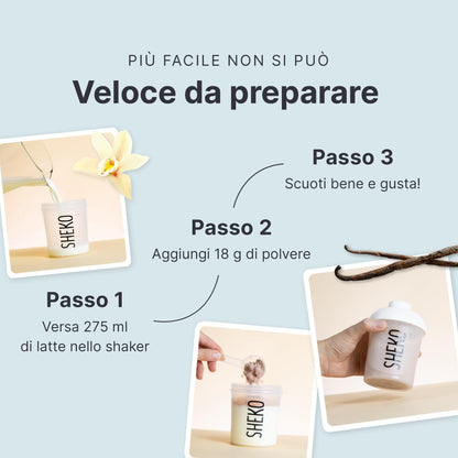 Sheko Frullato proteico al gusto Caffè - integratori per dimagrire con 200 Kcal - 25 dosi di Pasti sostitutivi dimagranti per barattolo