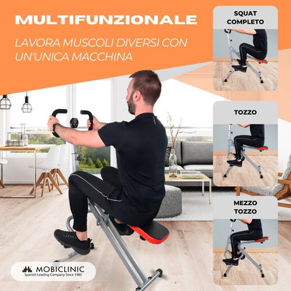 Mobiclinic® Fitness, Total Power Body Crunch, Pieghevole, Vitalfit, Stretching e Allenamento Multifunzionale, Display LCD, Carico 100KG, Palestra Domestica, Manubri Regolabili, Base Antiscivolo