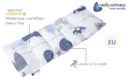 Medi Partners Cuscino Termico noccioli ciliegio 60x20cm 800g 100% Cotone 5 Camere Grande Terapia del freddo Federa sfoderabile (Stelle)