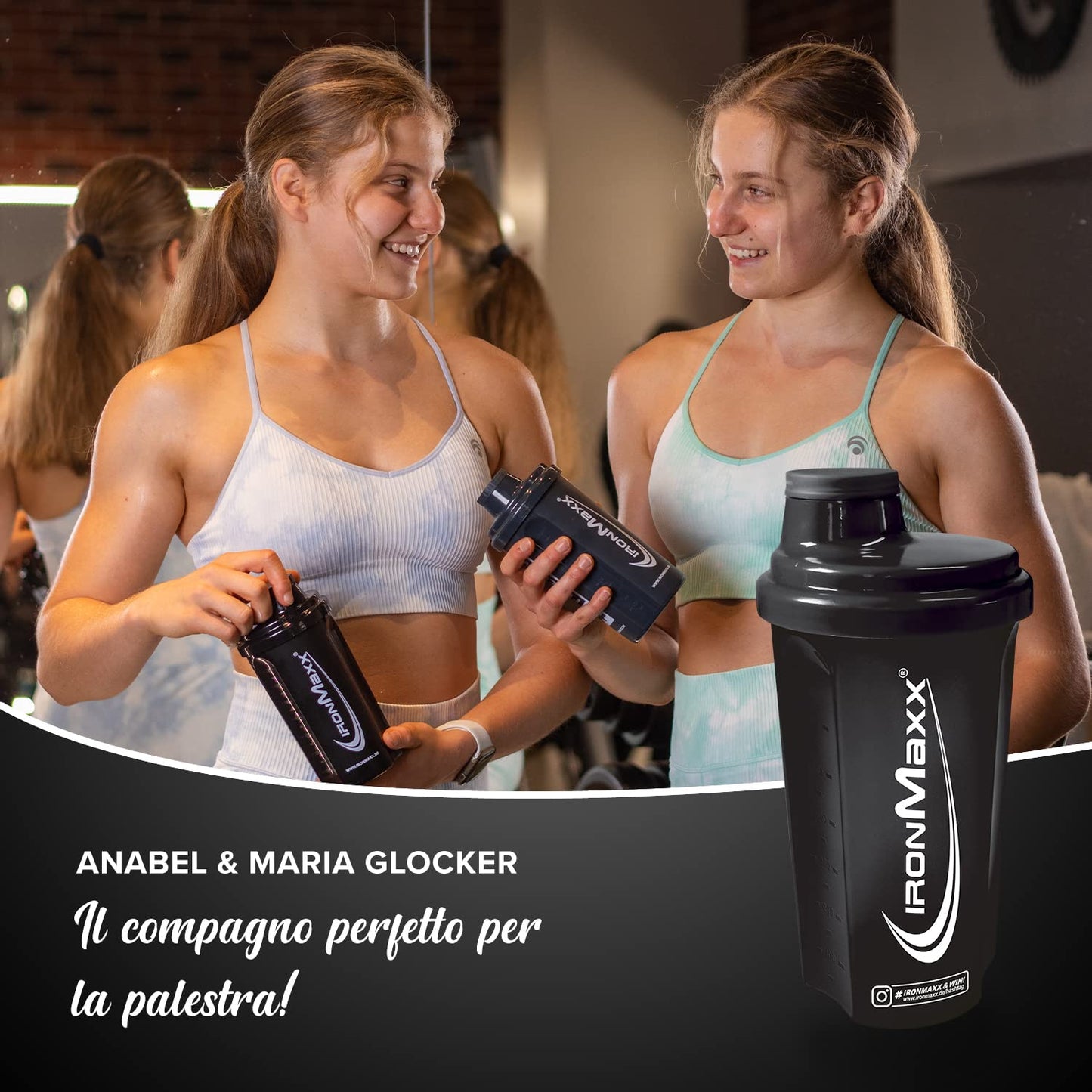 IronMaxx Protein Shaker - Blu/Grigio 700ml |Shaker Proteico con Tappo a Vite, Setaccio & Scala Graduata |a prova di perdite, lavabile in lavastoviglie & privo di plastificanti BPA e DEHP