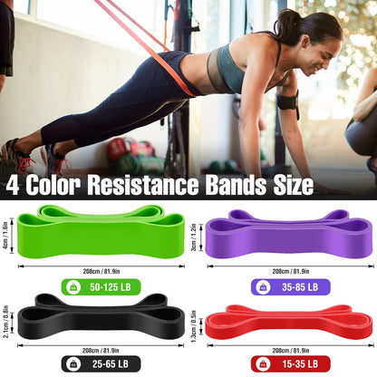 WuGU Bande Elastici Fitness, 4 Pezzi Loop Bands, Banda Elastica di Resistenza per Pull-Up, Resistente Fitness per Stretching, Allenamenti di Resistenza, Potenziamento Muscolare