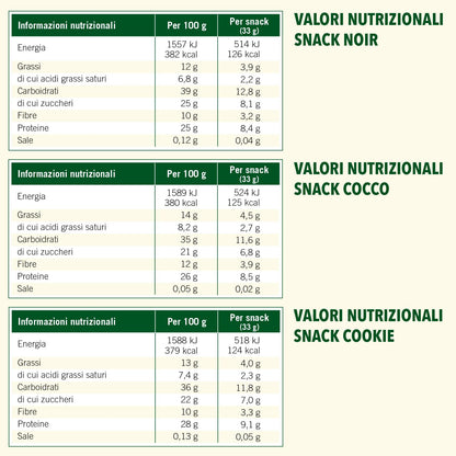 Enervit, Enerzona Protein Snack 40-30-30 Variety Pack 10pz Caramello + 10pz Crunchy Choco+ 10pz Cookies, Barrette Proteiche per Dieta a Zona con Proteine del Latte e Fibre, Senza Olio di Palma