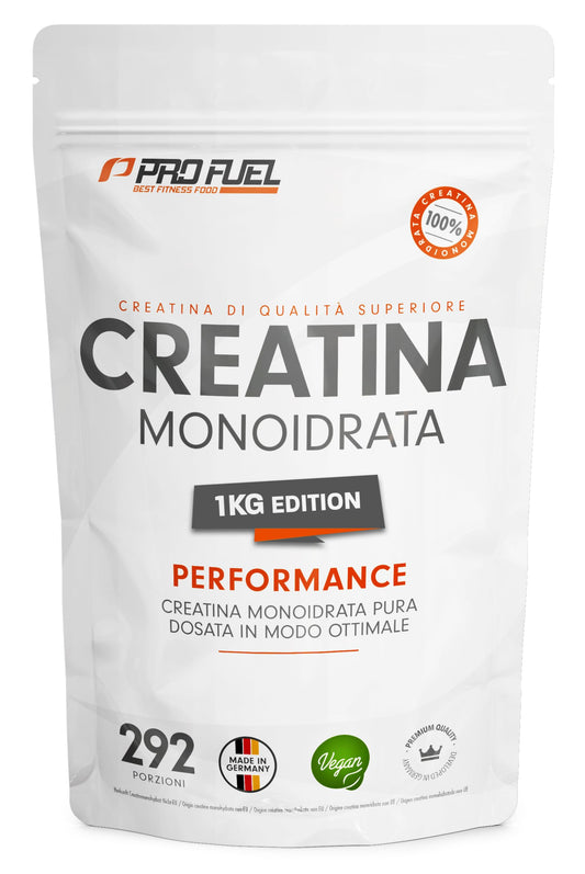 Creatina monoidrata polvere 1kg / 1000g micronizzata ad alto dosaggio, pura senza additivi, 100% vegana