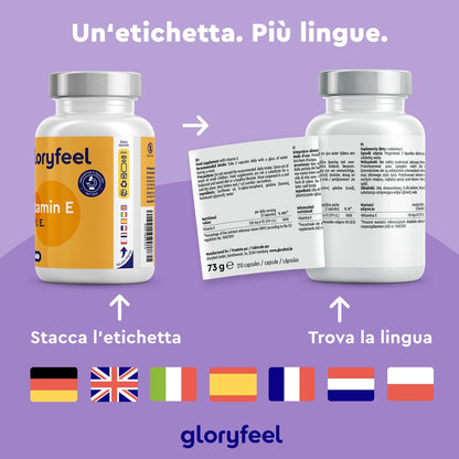 Vitamina E in Capsule, 120 g di Vitamina E Pura, 210 Capsule, Vitamina E Capsule Softgel (179 U.I.) per dose giornaliera, Vitamina E Naturale ad Alto Dosaggio, Testato in Laboratorio