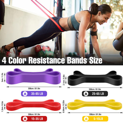 WuGU Bande Elastici Fitness, 4 Pezzi Loop Bands, Banda Elastica di Resistenza per Pull-Up, Resistente Fitness per Stretching, Allenamenti di Resistenza, Potenziamento Muscolare