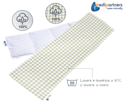 Medi Partners Cuscino Termico noccioli ciliegio 60x20cm 800g 100% Cotone 5 Camere Grande Terapia del freddo Federa sfoderabile (Stelle)