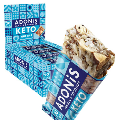 Confezione Mista di Barrette Keto Adonis | 16 Barrette| Vegano & 100% Naturale | Senza Glutine, Senza Zuccheri, Senza Olio di Palma, Senza Lattosio | Snack Dieta Chetogenica