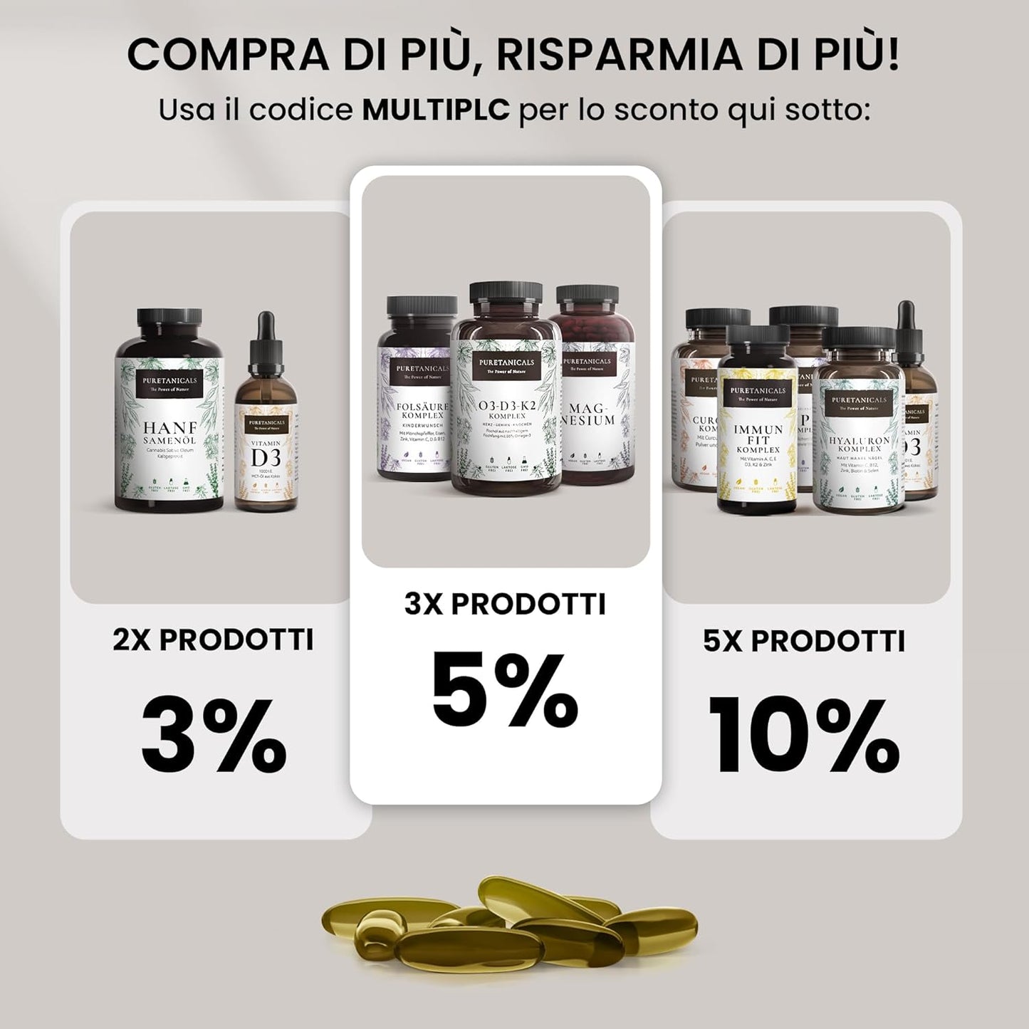 Olio di Semi di Canapa (Cannabis Sativa), 180 Capsule con Omega 3-6-9 | Ingredienti Naturali 100%, 1000mg Puro Hemp Seed Oil |