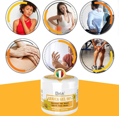 Dulàc - Arnica Per Cavalli Uso Umano Gel 500 ml, Arnica Forte 98% Non unge, Formula Naturale, per Massaggi a Muscoli e Articolazioni, Dermatologicamente Testato, Made in Italy