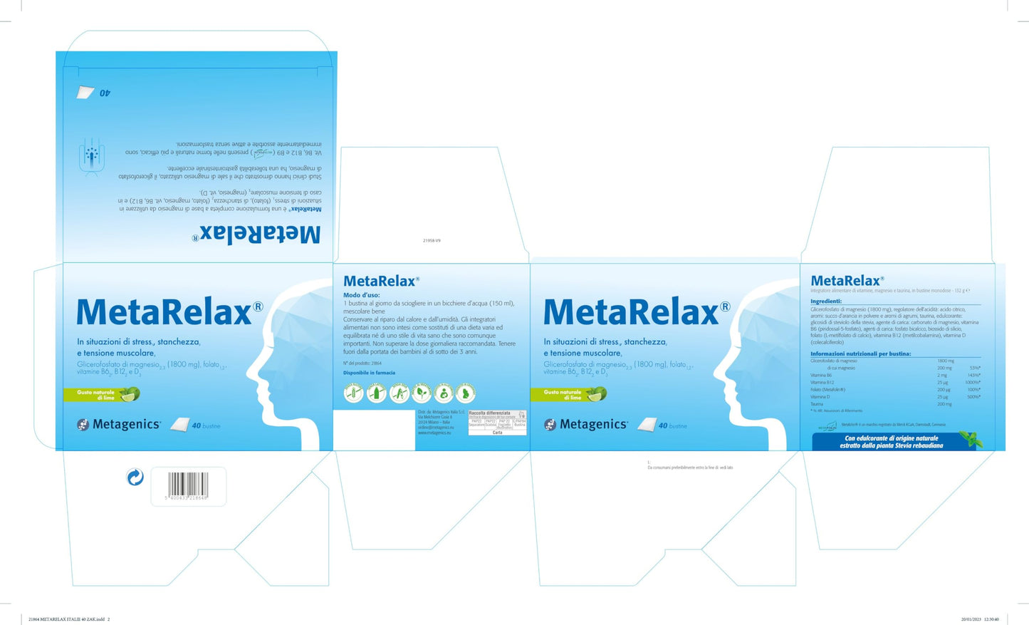 Metagenics - MetaRelax, In Situazioni di Stress, Stanchezza e Tensione Muscolare - 45 Compresse