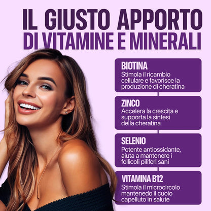 Integratori Per Capelli, Biotina, 365cpr (1 Anno Tripla Azione) Biotina Capelli, Pelle e Unghie Arricchita Con Zinco, Selenio, Vitamina B12, Vitamine Per Capelli, Forti e Sani