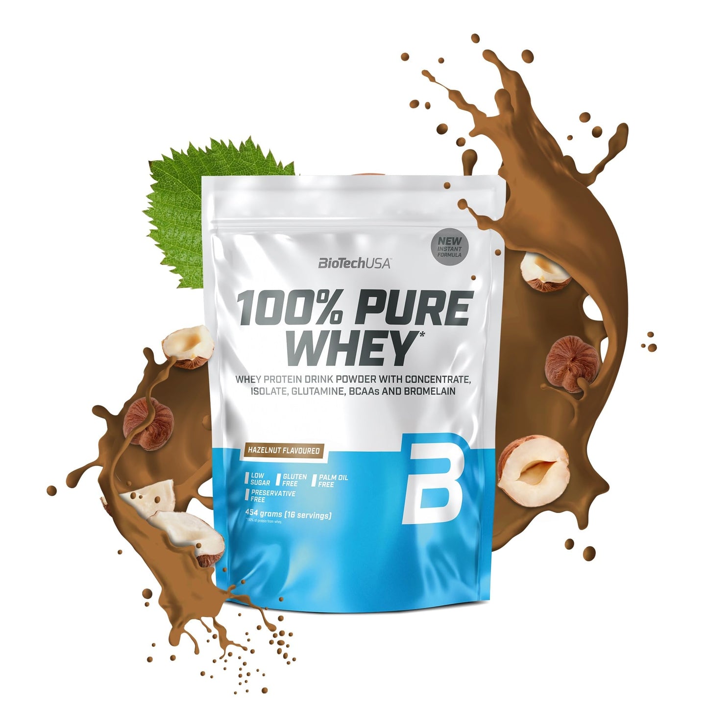 BioTechUSA 100% Pure Whey Complesso proteico del siero di latte con bromelina, aminoacidi, senza zuccheri aggiunti, senza olio di palma e con edulcorante, 1 kg, Cioccolato