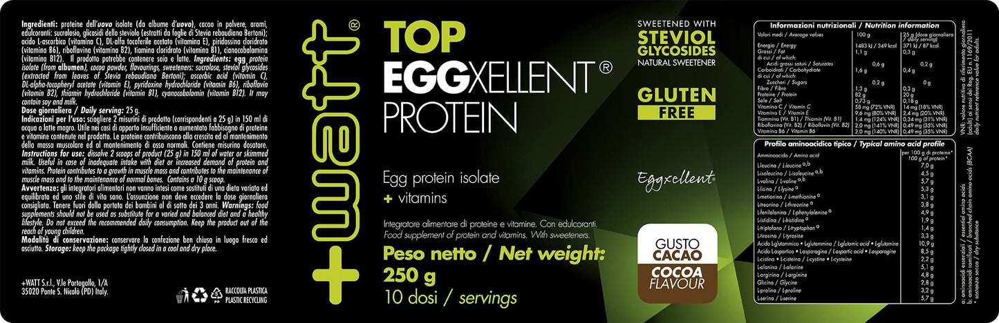 Top Eggxellent Protein - Integratore di Proteine dell'Albume dell'Uovo - Formato: Doypack 750 g - Gusto: Cacao