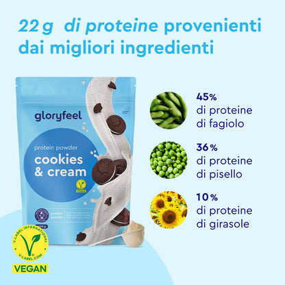 Proteine in Polvere Vegane 1 kg, 22 g Proteine, Gusto Vaniglia, Proteine Vegetali Isolate in Polvere di Pisello, Fagiolo e Girasole, Aumento e Crescita Muscolare*, senza Glutine, Zucchero e Lattosio