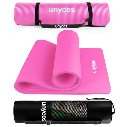 unycos - Tappetino Antiscivolo da Yoga, Pilates e Ginnastica Extra Spesso 10/15 mm, 183x60 cm, Materassino Fitness con Schiuma NBR Confortevole, Tracolla, Borsa ed E-Book di 50 Esercizi