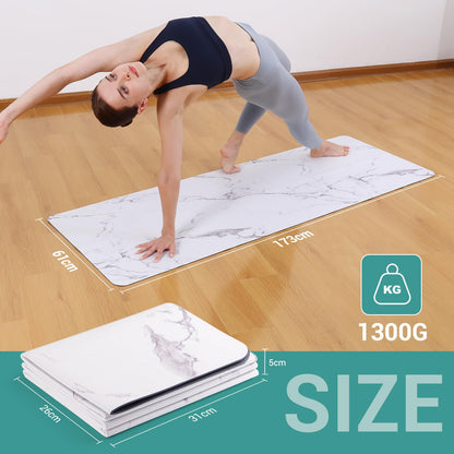 Avoalre Tappetino Yoga Antiscivolo Pieghevole, Tappetino Yoga Antiscivolo in PVC Spesso 5 mm Facile da Piegare per Fitness Yoga Esercizio Pilates Sport, 173x61CM