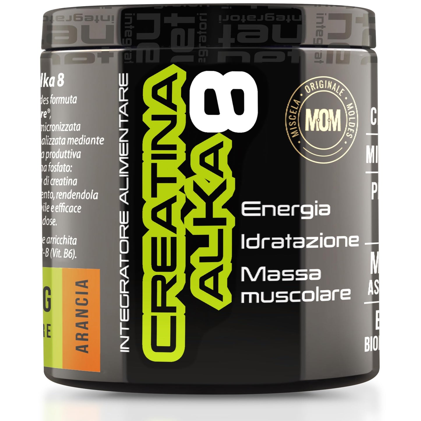 NET Integratori CREATINA ALKA 8-200g Arancia - Creatina Monoidrata Micronizzata Clonapure - Pre-Post Workout, Rapida Produzione Energetica, Contrasta Fatica e Massimizza la Crescita Muscolare