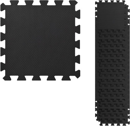 Navaris Tappetino Puzzle per Palestra - Tappeto Protettivo per Fitness 20 Pezzi in Schiuma Eva 30x30x1cm 1,8 m² - materassino Protezione Pavimento - Nero