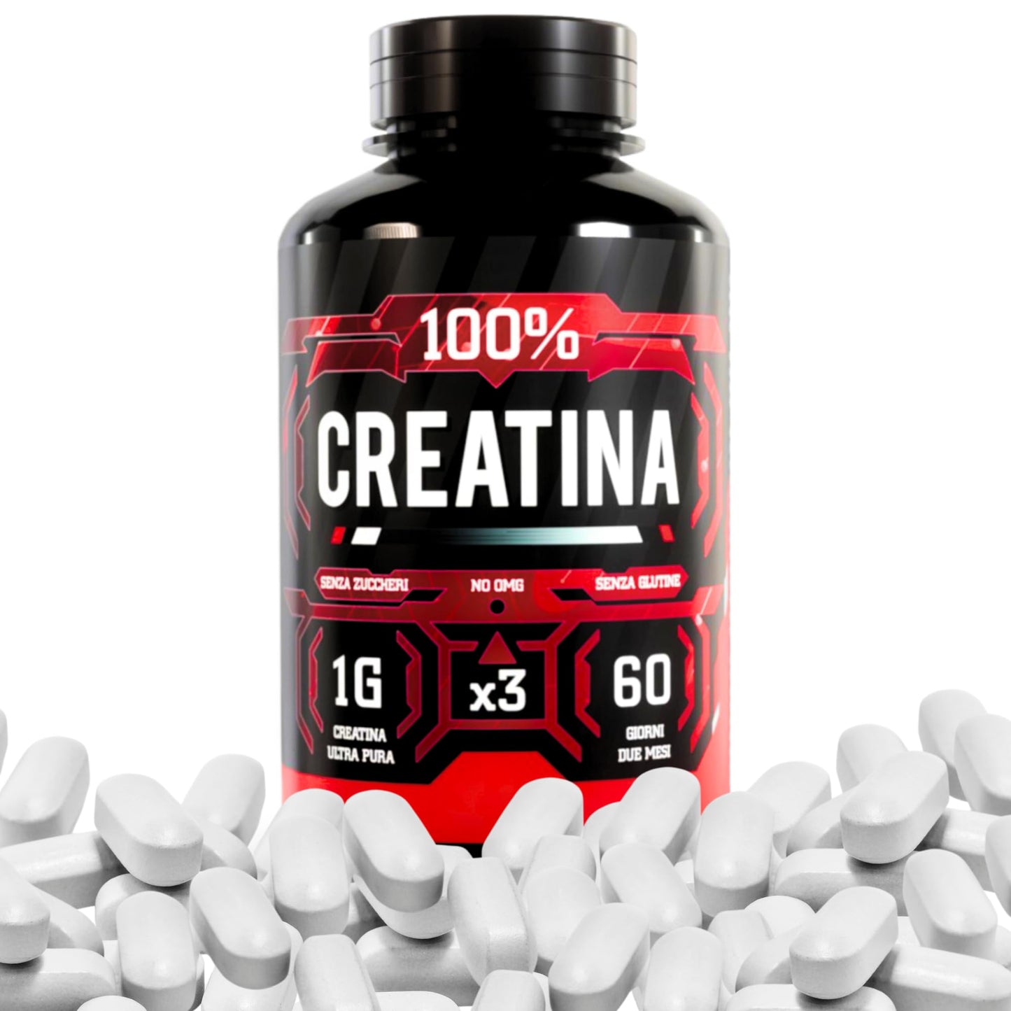 NATURALSPRINT® Creatina 180 compresse -Creatina Pura Micronizzata Monoidrata in compresse - Integratore per massa muscolare boost energetico pre e post workout - Creatine