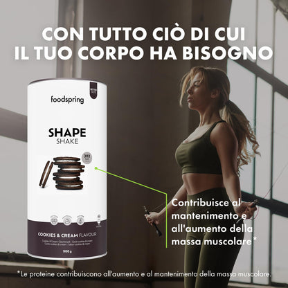 foodspring Shape Shake Bustine Monoporzione, 10 x 60 g, Sostituto pasto per il controllo del peso*, Ricco di proteine, Vitamine e minerali