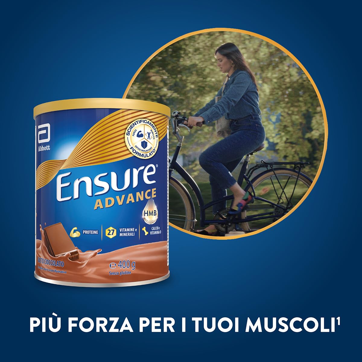 Ensure Advance Integratore Alimentare Proteico in Polvere, con 27 Vitamine e Minerali, Integratore Alimentare con Proteine, Calcio e HMB, Confezione 850g, Gusto Cioccolato