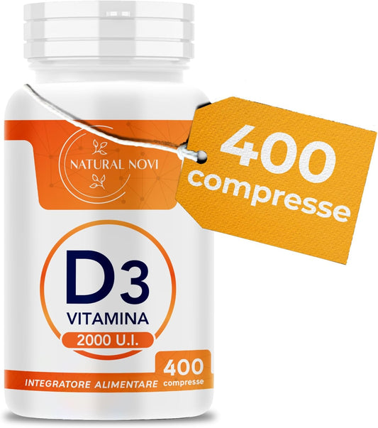 Vitamina D 2000 UI 400 compresse ALTO DOSAGGIO (oltre 1 anno di scorta) VITAMINA D3 al supporto di sistema immunitario, muscoli, denti, ossa