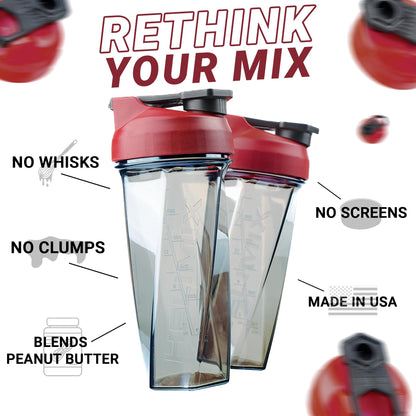 HELIMIX 1,5 Vortex Blender Shaker bottiglia contiene fino a 828 ml | Nessuna palla o frusta | Prodotto negli Stati Uniti | Portatile pre allenamento Proteine del siero di latte shaker tazza | Mescola