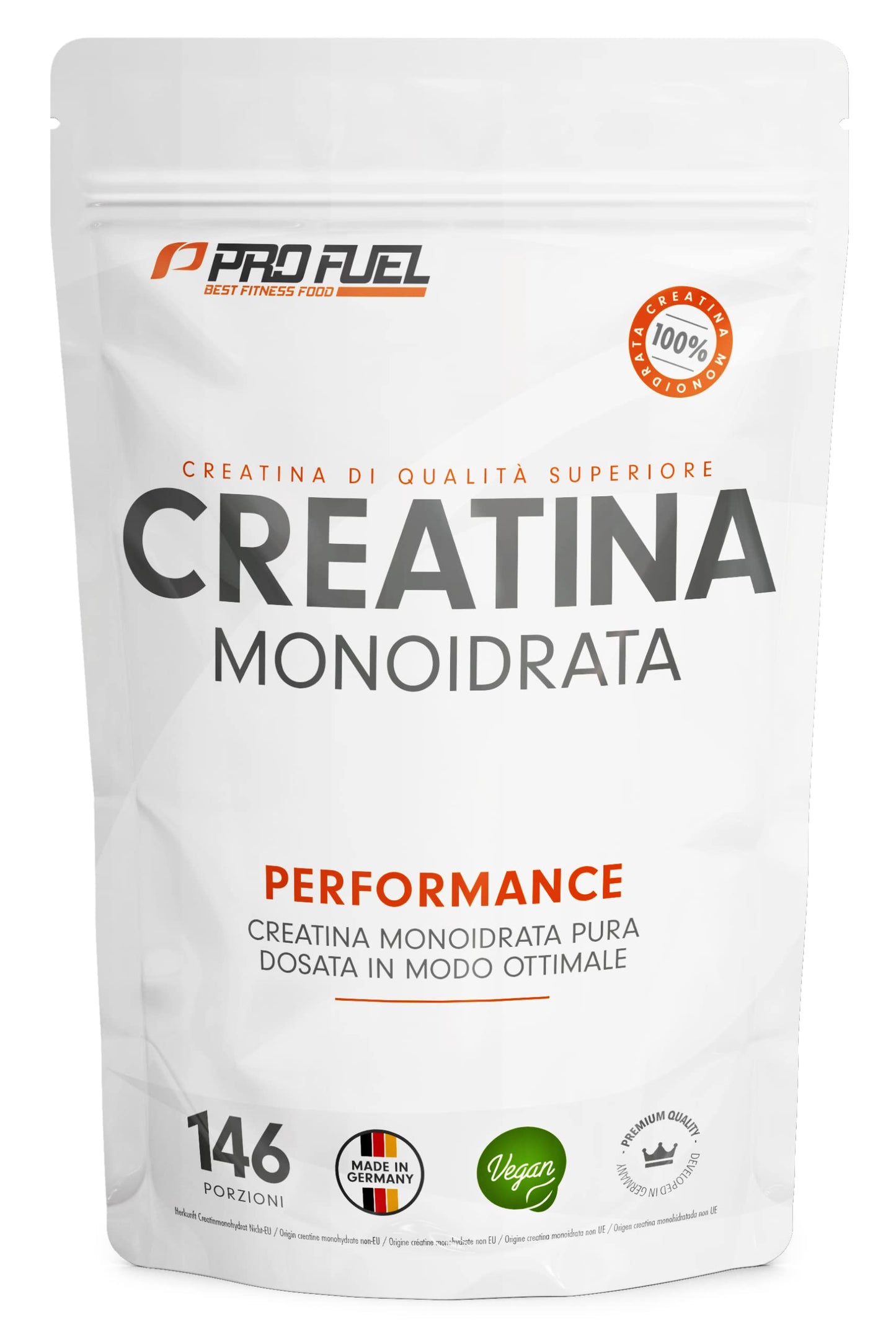 Creatina monoidrata polvere 1kg / 1000g micronizzata ad alto dosaggio, pura senza additivi, 100% vegana