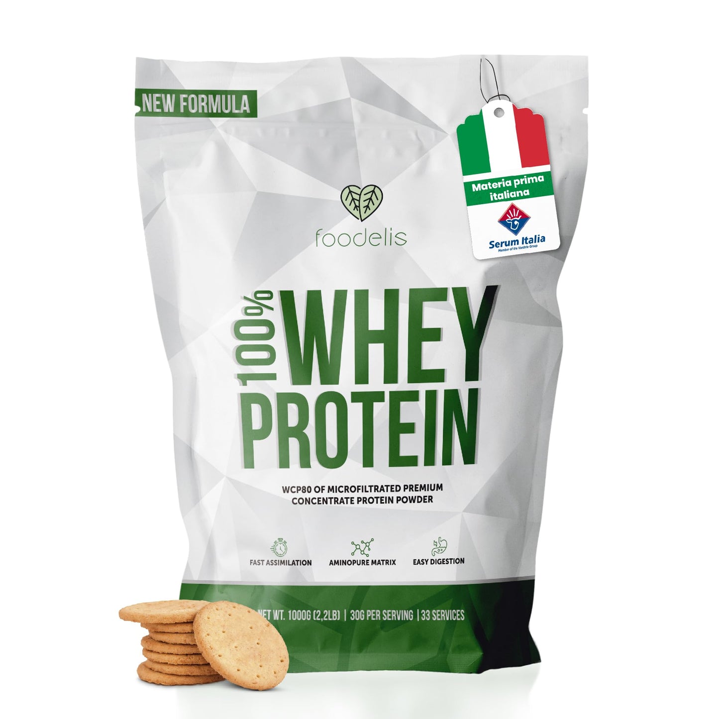 Proteine in Polvere 1 kg Vaniglia | Whey Protein con Aminoacidi Essenziali | Proteine per la Massa Muscolare ad Alta Solubilità | Proteine Whey Facilmente Digeribili | Materia Prima Italiana.