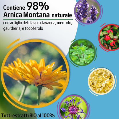 Arnica Gel Forte 550 ml, Arnica per Cavalli Uso Umano Effetto Freddo 98% con Artiglio del Diavolo Vitamina E Canfora per Massaggi Locali 100% BIO e Made in Italy - FITOATTIVI