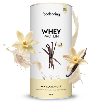 foodspring - Proteine Whey in polvere Cioccolato - Con 21 g di proteine per l'aumento muscolare, perfetta solubilità, ultra-filtrate & ricche di BCAA ed EAA - gusto pieno e delizioso (750 g)