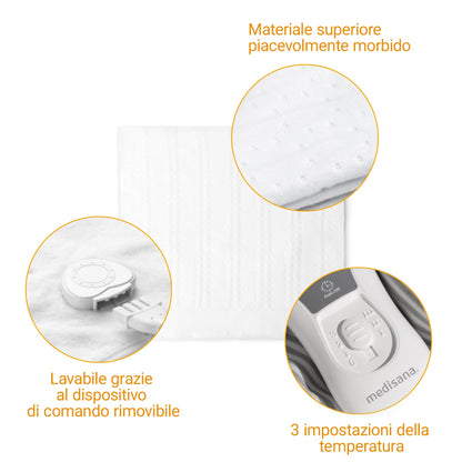 medisana HU 665 Sottocoperta elettrica, 150 x 80 cm, spegnimento automatico, protezione da surriscaldamento, 3 impostazioni di temperatura, lavabile, scaldamaterasso adatto a tutti i materassi