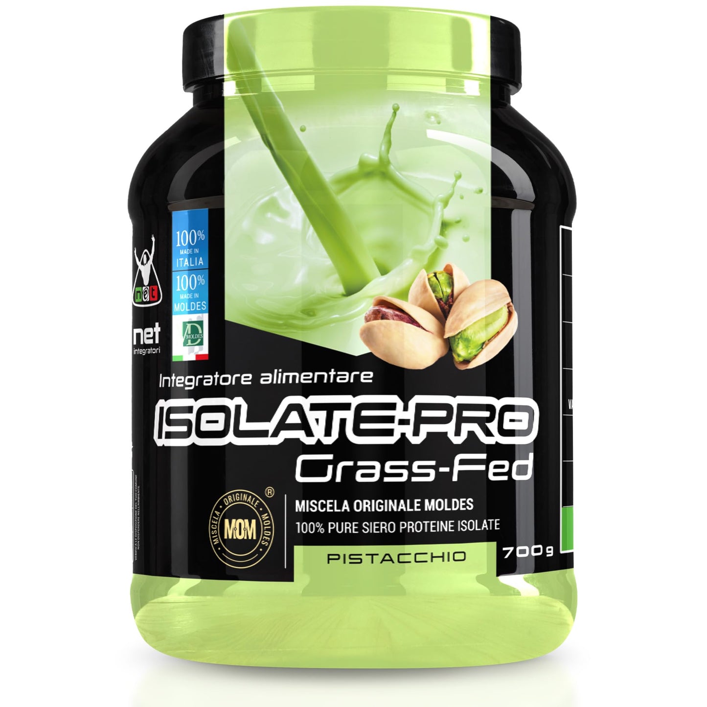 NET Integratori ISOLATE PRO Grass Fed - 700g Cioccolato - Proteine Isolate Con EAA Aminoacidi Essenziali e BCAA - Massimizza La Sintesi Proteica e La Crescita Muscolare