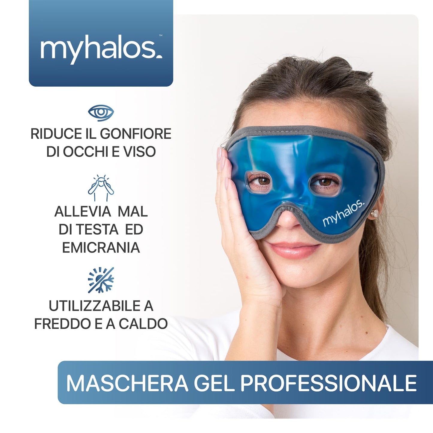 Maschera Occhi Gel Freddo Riutilizzabile – per Termoterapia a Caldo e a Freddo - Ghiaccio Viso per Occhi Gonfi, Stanchi, Mal di Testa, Hangover, Emicrania