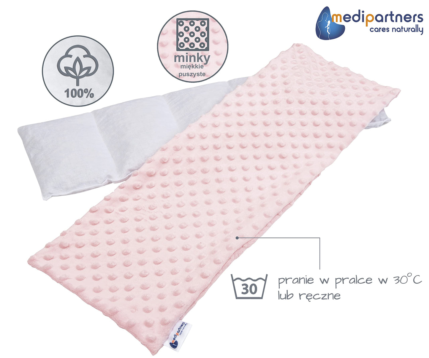 Medi Partners Cuscino Termico noccioli ciliegio 60x20cm 800g 100% Cotone 5 Camere Grande Terapia del freddo Federa sfoderabile (Stelle)