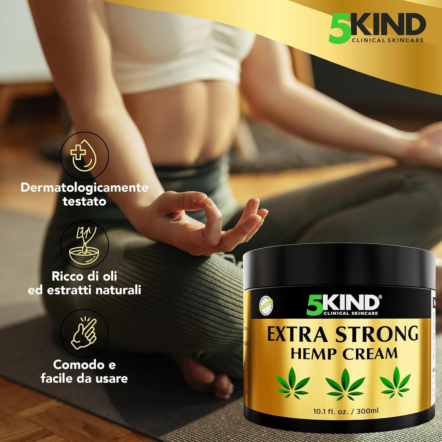 5kind crema canapa extra forte 100 ml - Crema Muscolare Idratante e Ricca Di Estratti Naturali. Calma Piedi, Spalle e Ginocchia