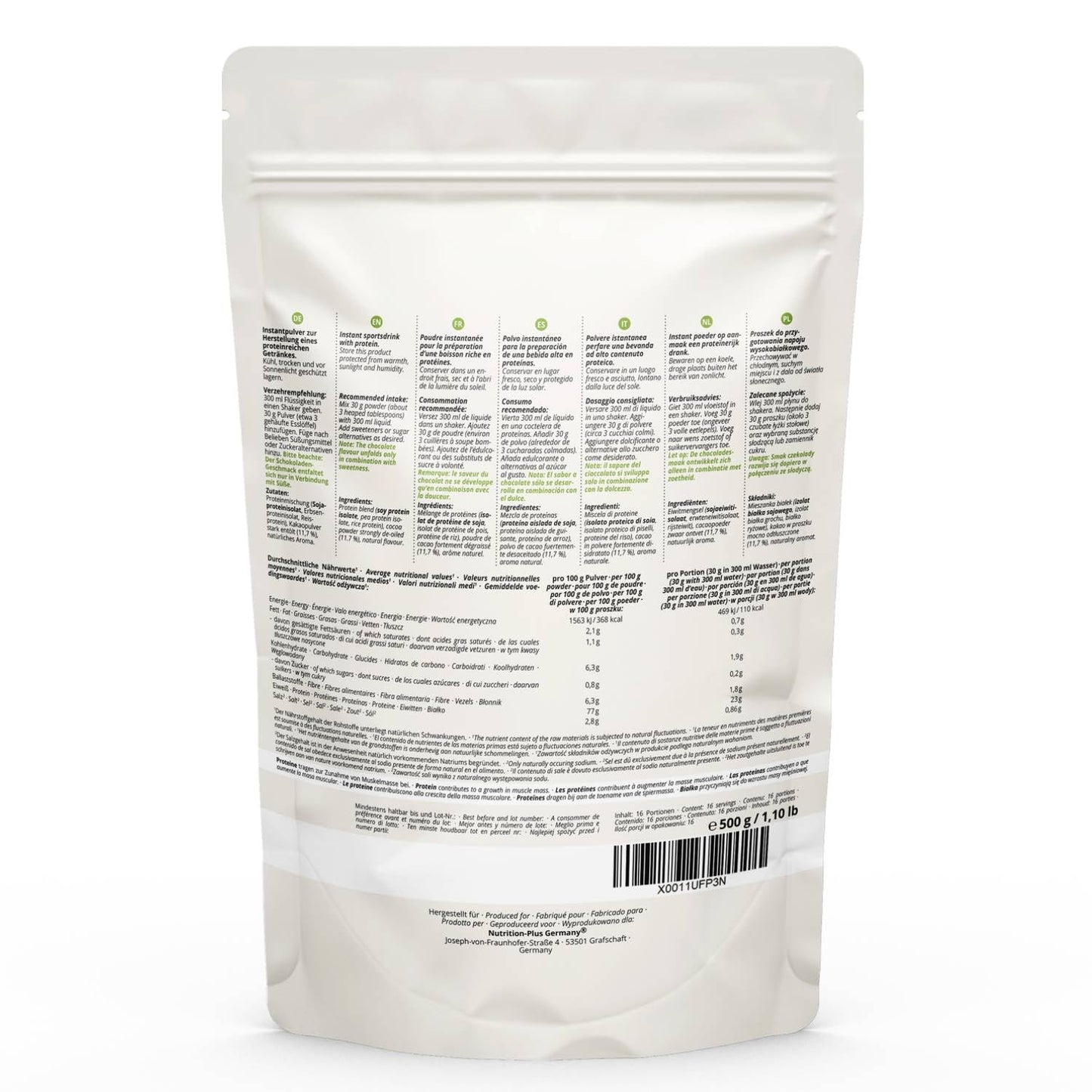 nutri+ Natures Protein Powder Cocco 500g - proteine naturali in polvere senza edulcoranti, lattosio, zucchero e latte - proteina vegetale in polvere - gusto Noce di Cocco