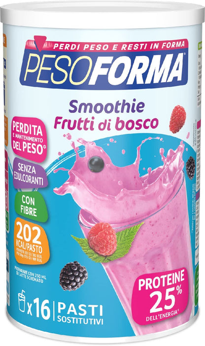 Pesoforma Smoothie Frutti di Bosco, Pasto sostitutivo per il controllo del peso, Smoothie gustoso che aiuta a rimettersi in forma, Ricco in proteine e fibre, Solo 202 calorie, 16 pasti, 436 gr