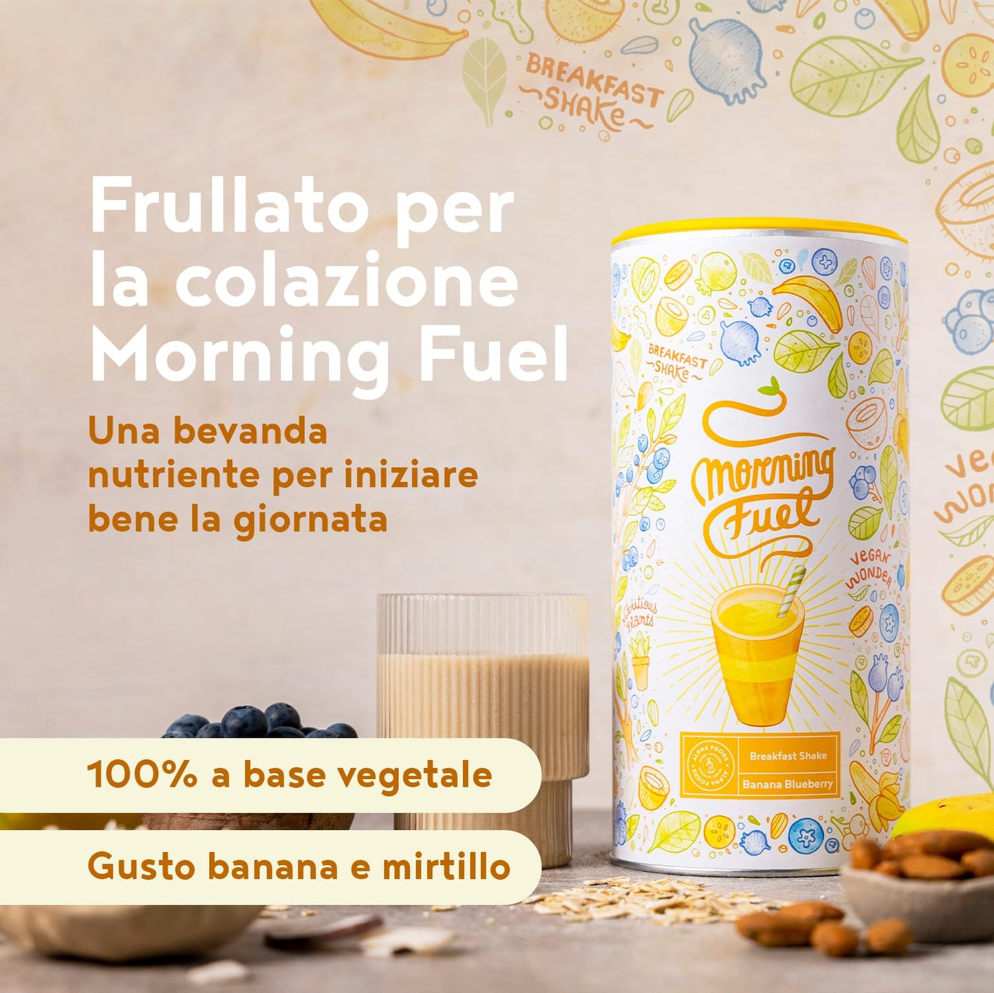 Frullato Proteico | Matcha alla Vaniglia | 600g proteine in polvere | pasto sostitutivo vegano, ricco di vitamine e nutrienti | ideale per colazioni sane | Energia a lungo rilascio | Alpha Foods