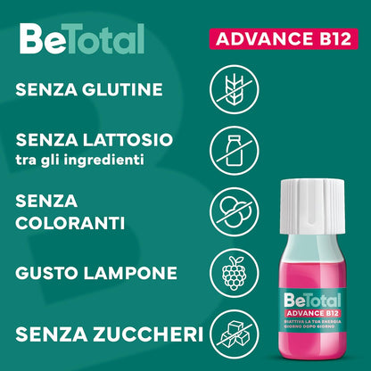 Be-Total Advance B12 Integratore Alimentare Con Vitamina B12, per fornire un sostegno in caso di stanchezza fisica e mentale dopo i 50 anni, Adulti 50+ Anni, 3 x 15 Flaconcini