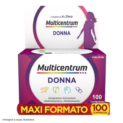 Multicentrum Donna Integratore Multivitaminico completo per donna, con Vitamina D, K, Acido Folico, Calcio, Ferro, per combattere stanchezza e affaticamento, 60 Compresse