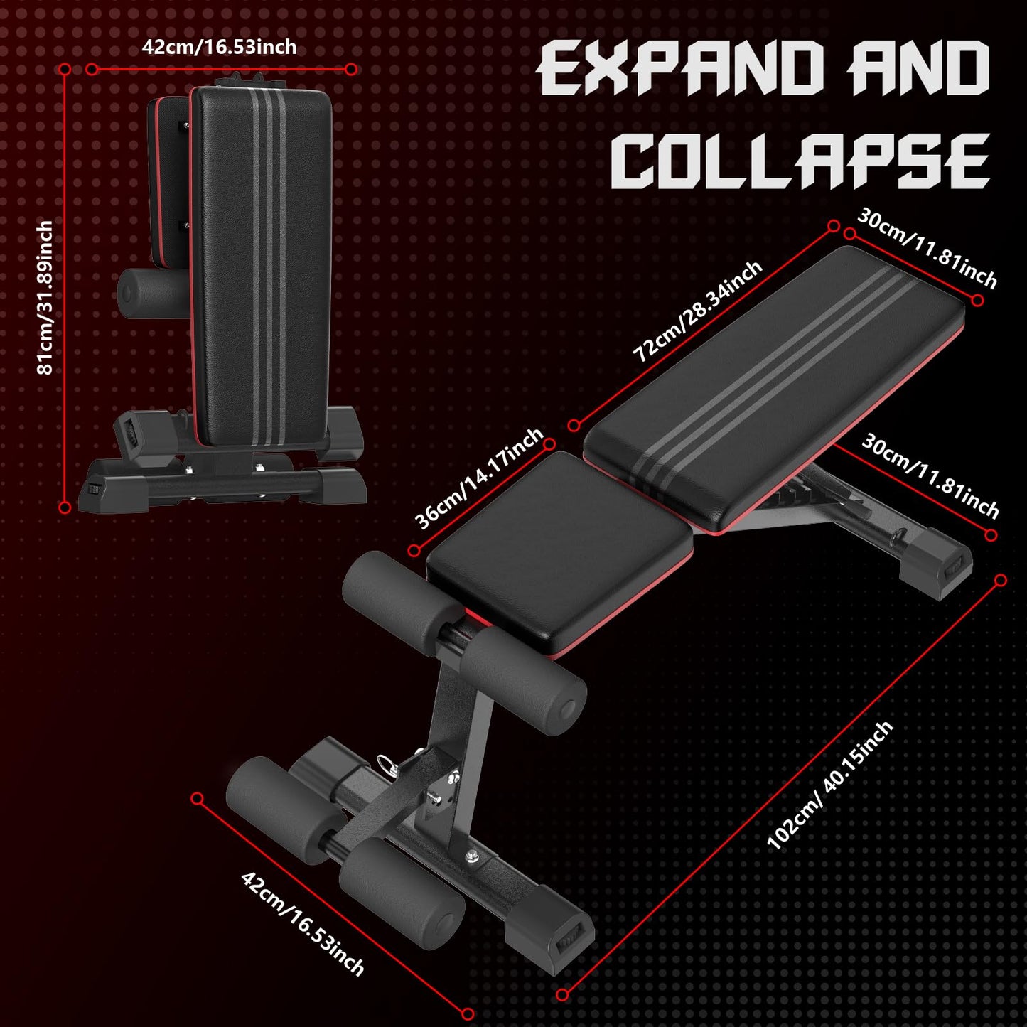 Dskeuzeew Panca Palestra Pieghevole- Panca da allenamento regolabile per tutto il corpo, stabile, chiusura veloce, per allenare la forza, sit up, bench