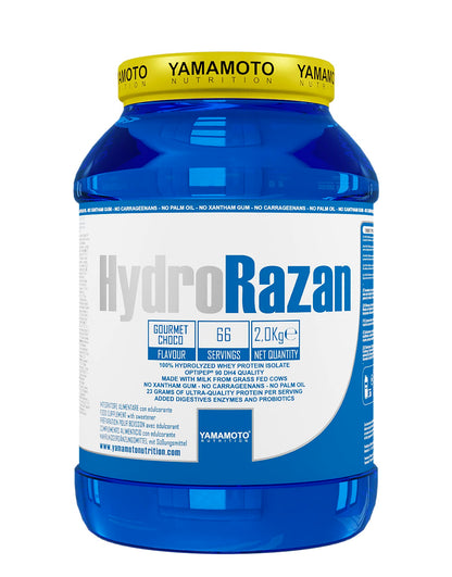 Hydro RAZAN® new formula integratore alimentare a base di proteine del siero del latte idrolizzate Optipep® 90 con aggiunta di probiotici ed enzimi digestivi gusto Cioccolato 700 g